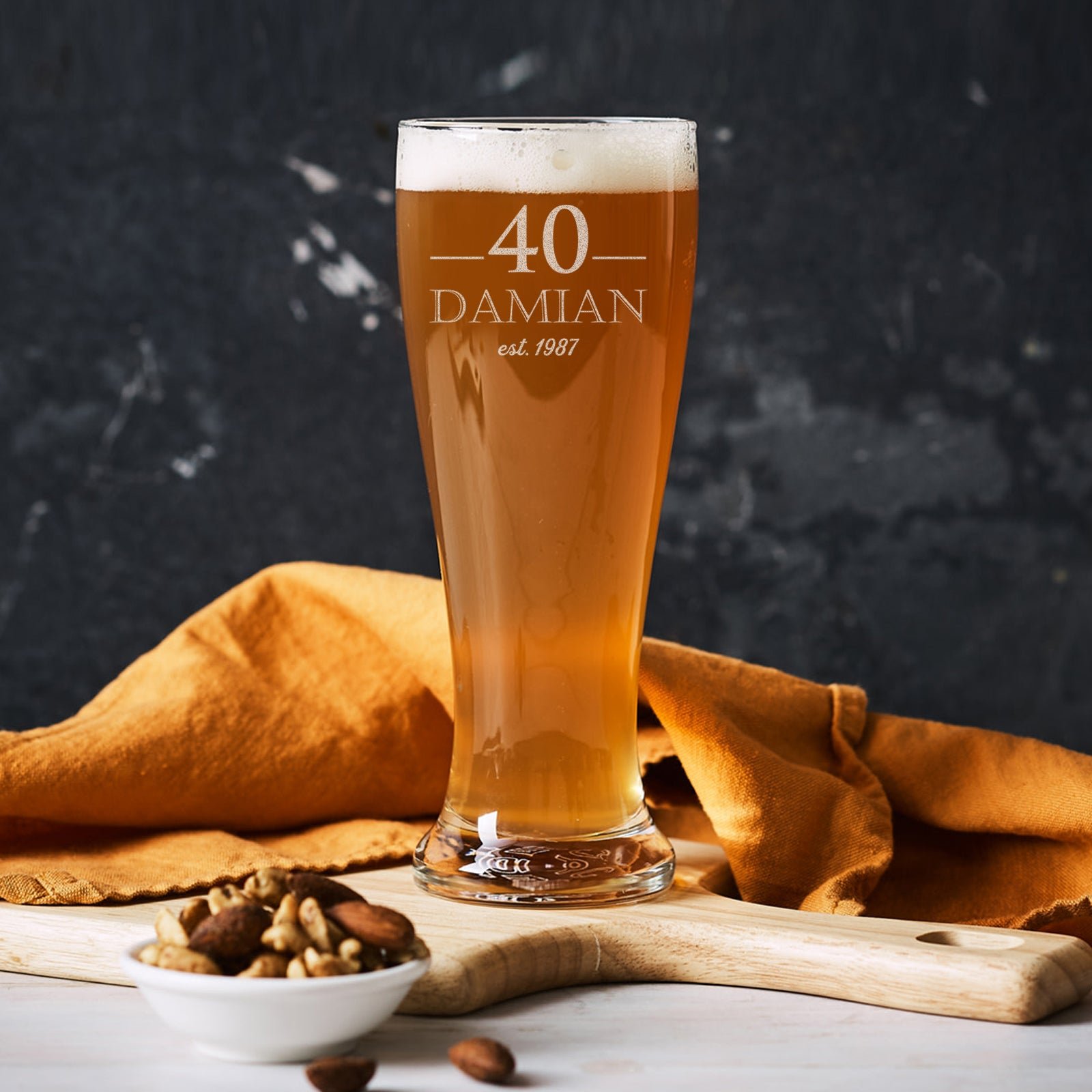 Engraved 425ml Beer Glass 40th Birthday Gift