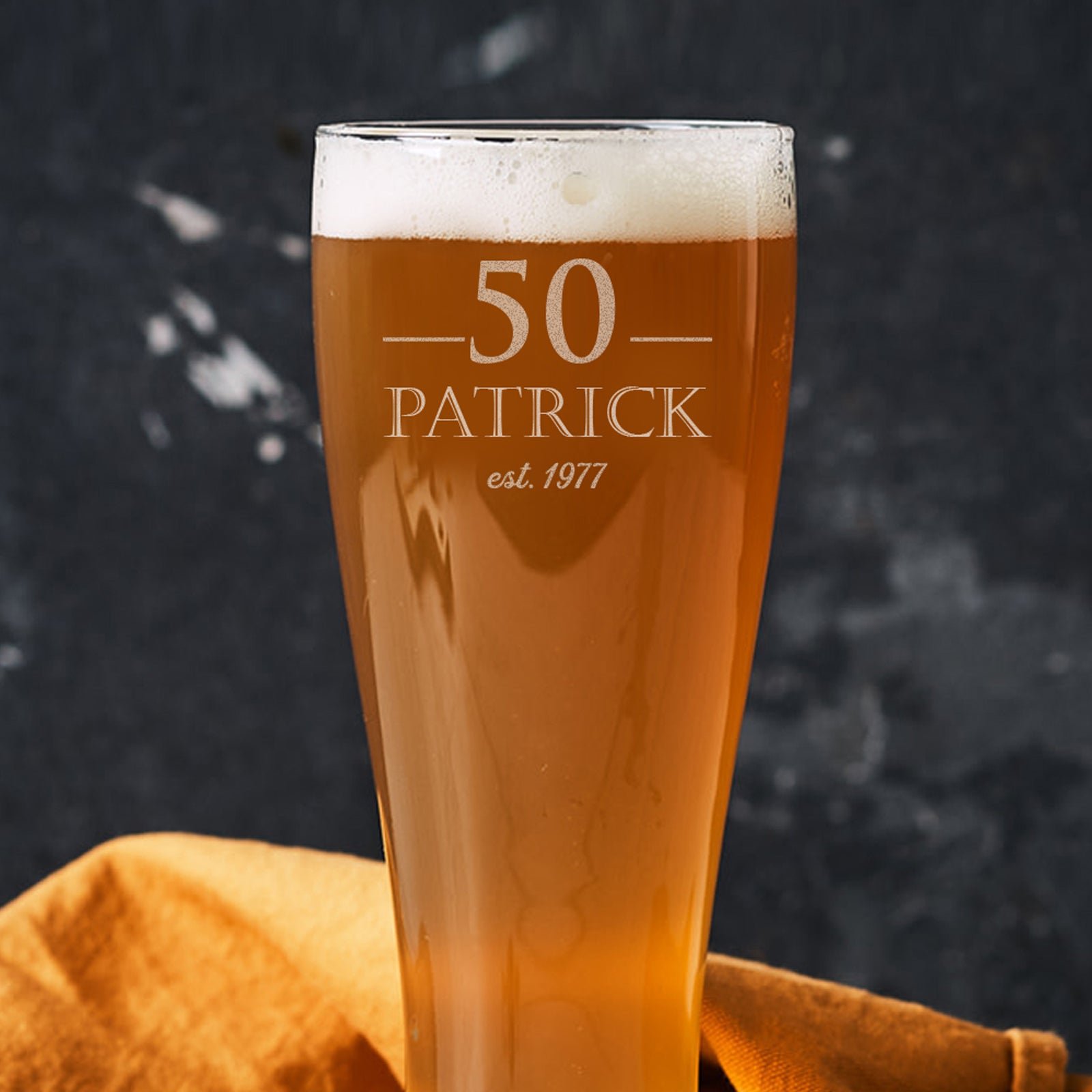 Engraved 425ml Beer Glass 50th Birthday Gift