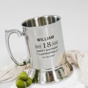 Engraved Birthday Silver Metal Beer Mug with Gift Box