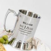 Engraved Birthday Silver Metal Beer Mug with Gift Box