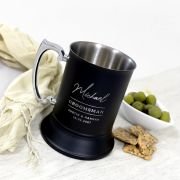 Engraved Bridal Party Matte Black Metal Beer Mug with Gift Box