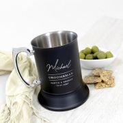Engraved Bridal Party Matte Black Metal Beer Mug with Gift Box