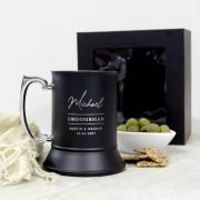 Engraved Bridal Party Matte Black Metal Beer Mug with Gift Box
