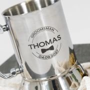 Engraved Bridal Party Silver Metal Beer Mug with Gift Box