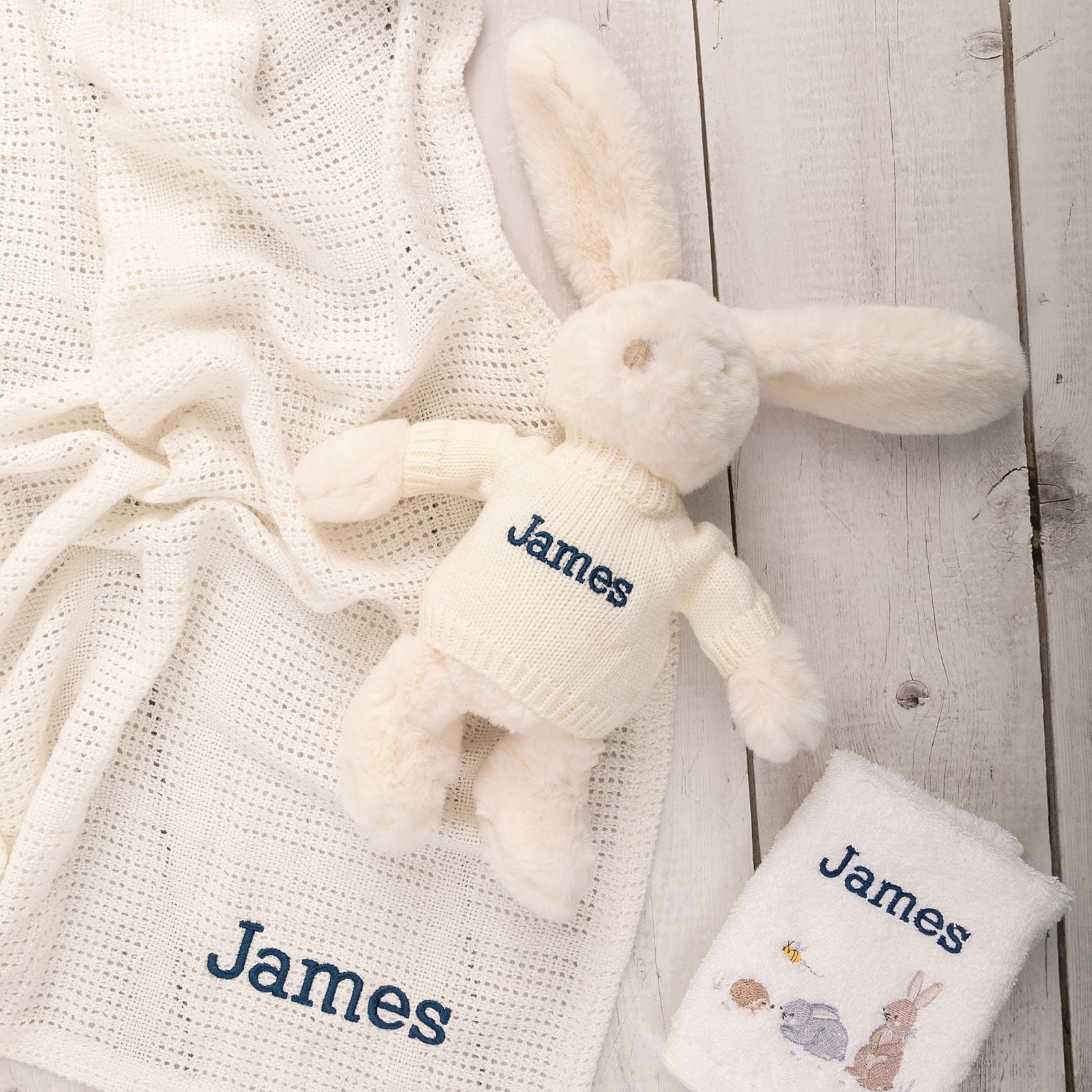 Embroidered Bunny Hamper Gift Set