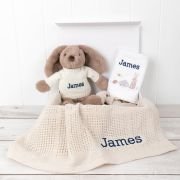 Embroidered Bunny Hamper Gift Set – Taupe