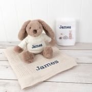 Embroidered Bunny Hamper Gift Set – Taupe