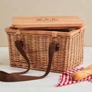 Rectangle Cooler Picnic Basket with Engraved Wooden Lid