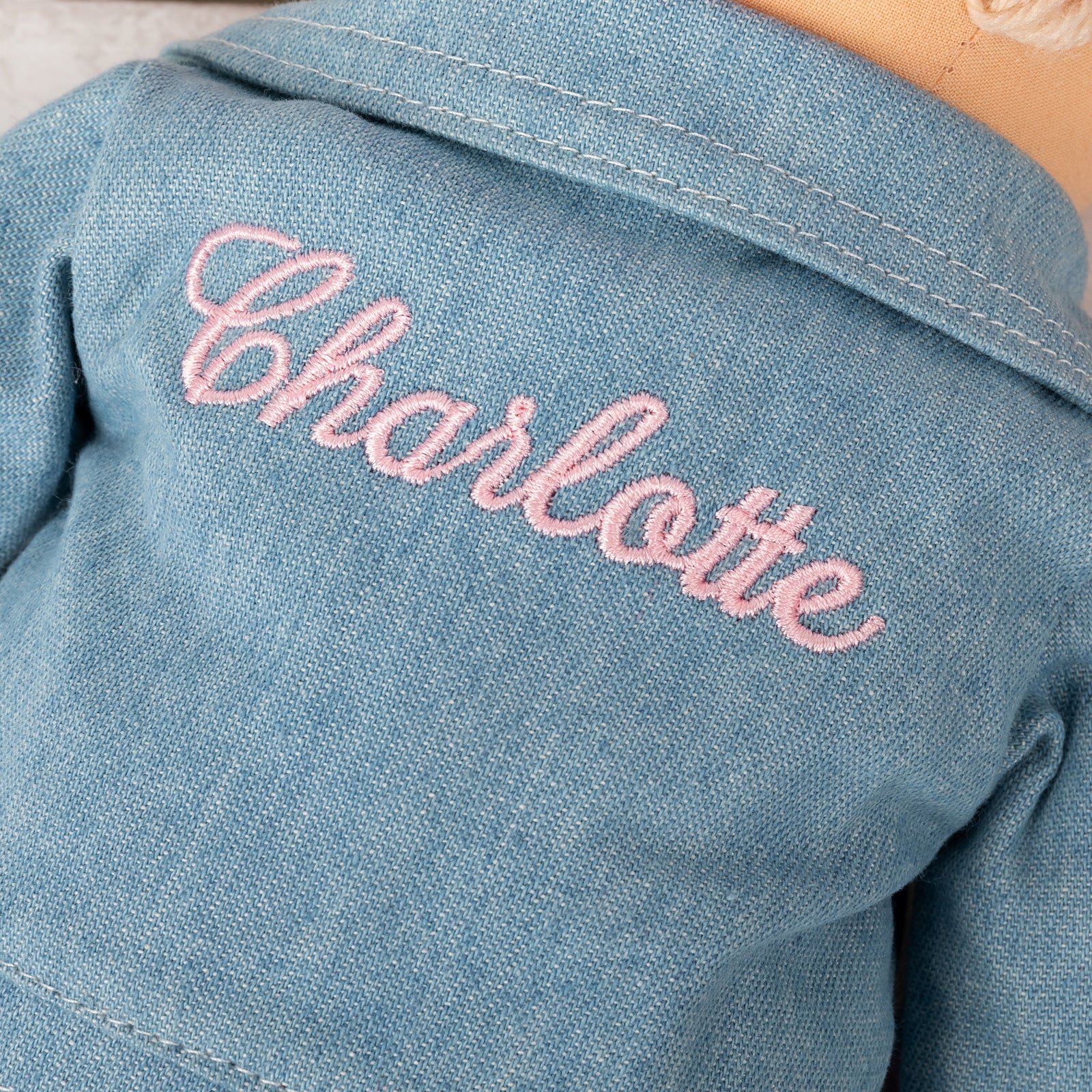 Personalised Rag Doll Lottie with Denim Jacket