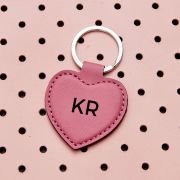 Personalised Heart Shaped Pink Leatherette Keyring