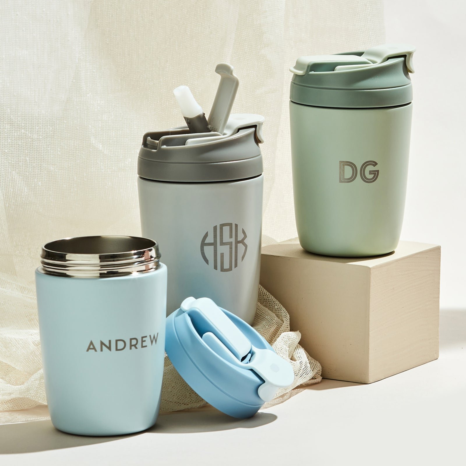 Engraved Reusable 350ml Straw Spout Keep Cup