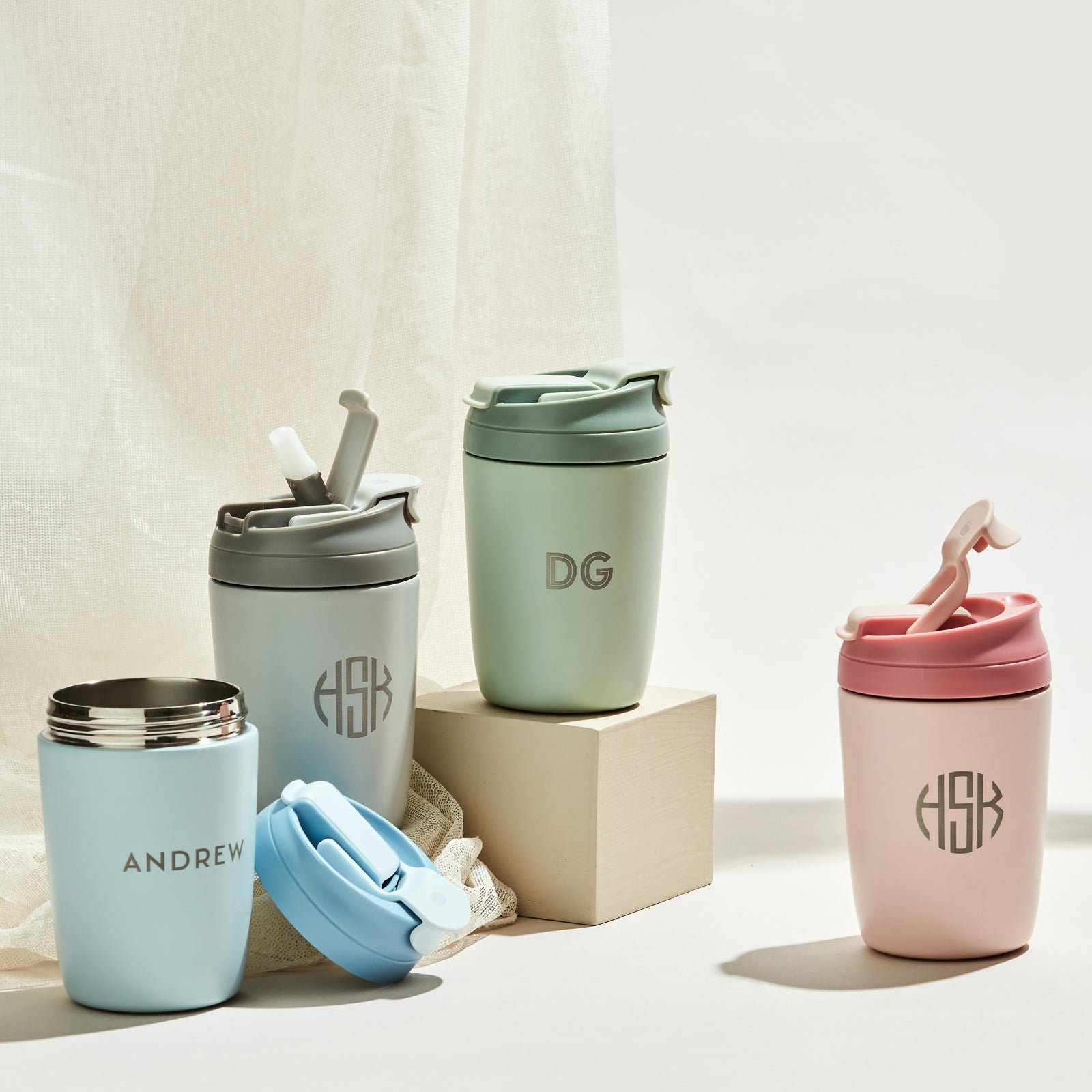 Engraved Reusable 350ml Straw Spout Keep Cup