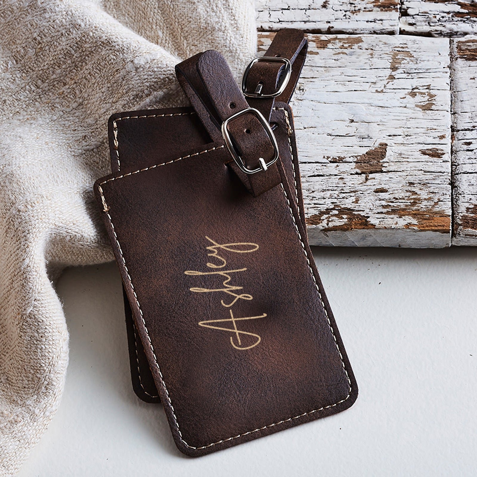 Personalised Leatherette Luggage Tag Birthday Gift