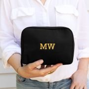 Monogrammed Black Makeup Bag