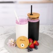 Engraved Bamboo Lid Smoothie Drink Bottle