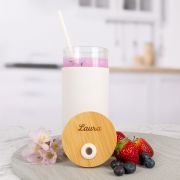 Engraved Bamboo Lid Smoothie Drink Bottle