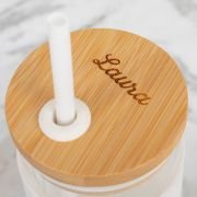 Engraved Bamboo Lid Smoothie Drink Bottle