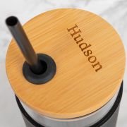 Engraved Bamboo Lid Smoothie Drink Bottle