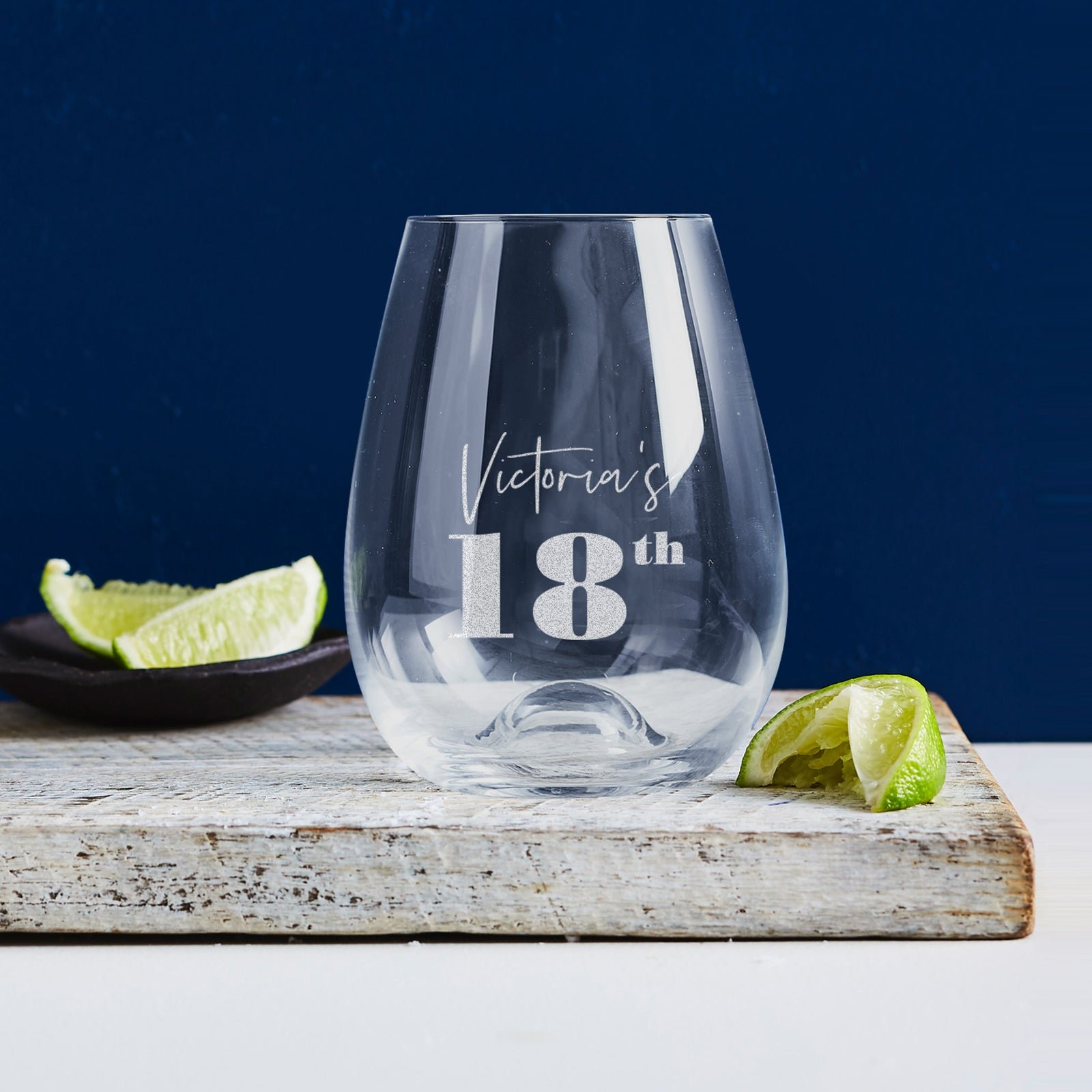 Engraved 460ml Stemless Wine Glass 18th Birthday Gift