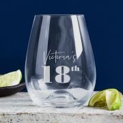 Engraved 460ml Stemless Wine Glass 18th Birthday Gift