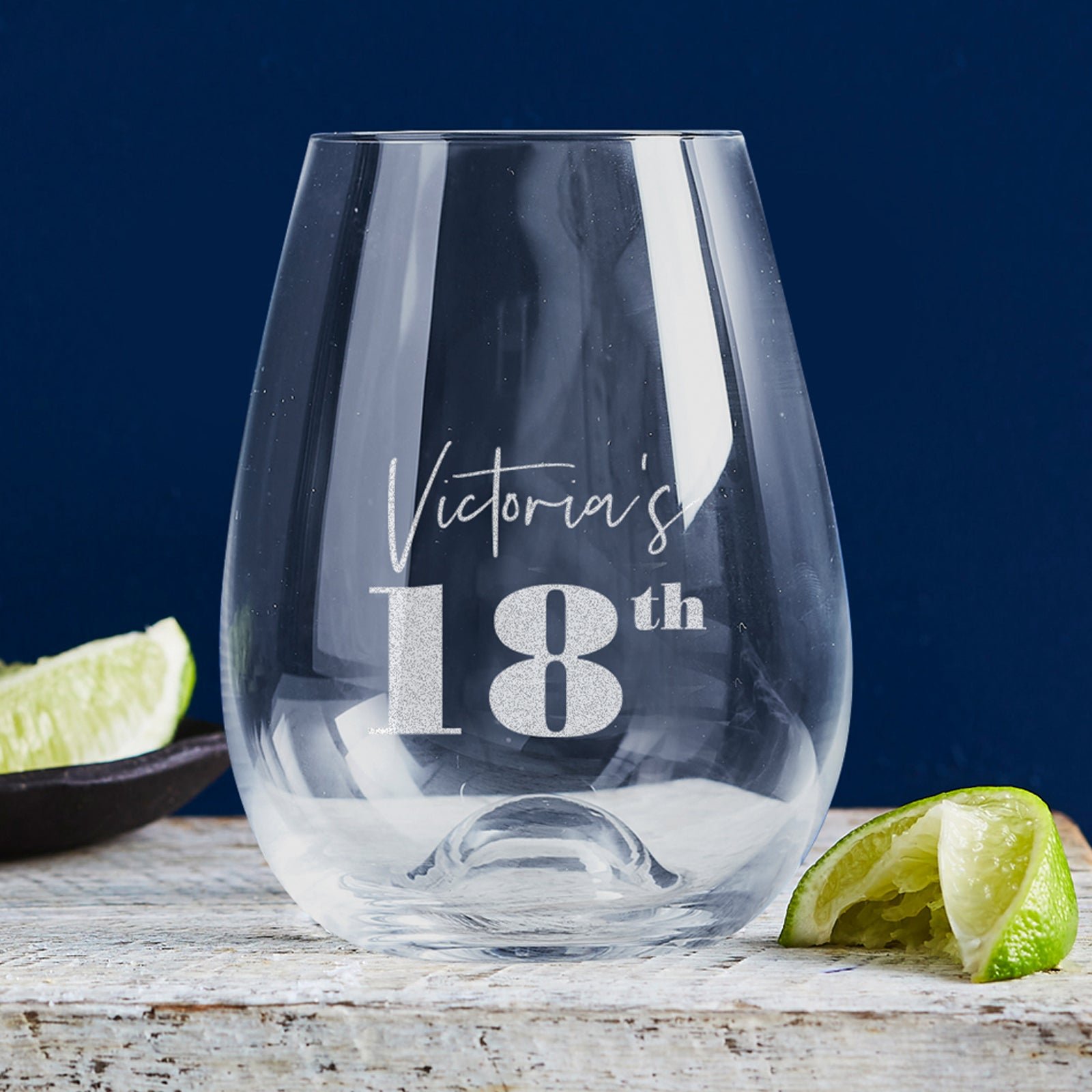 Engraved 460ml Stemless Wine Glass 18th Birthday Gift