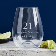Engraved 460ml Stemless Wine Glass 21st Birthday Gift