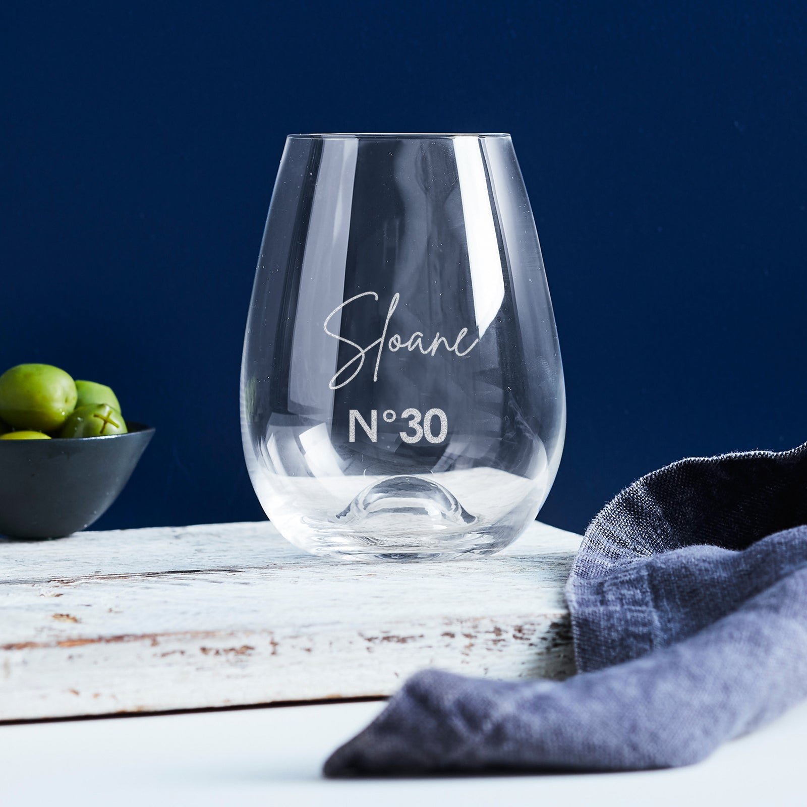 Engraved 460ml Stemless Wine Glass 30th Birthday Gift