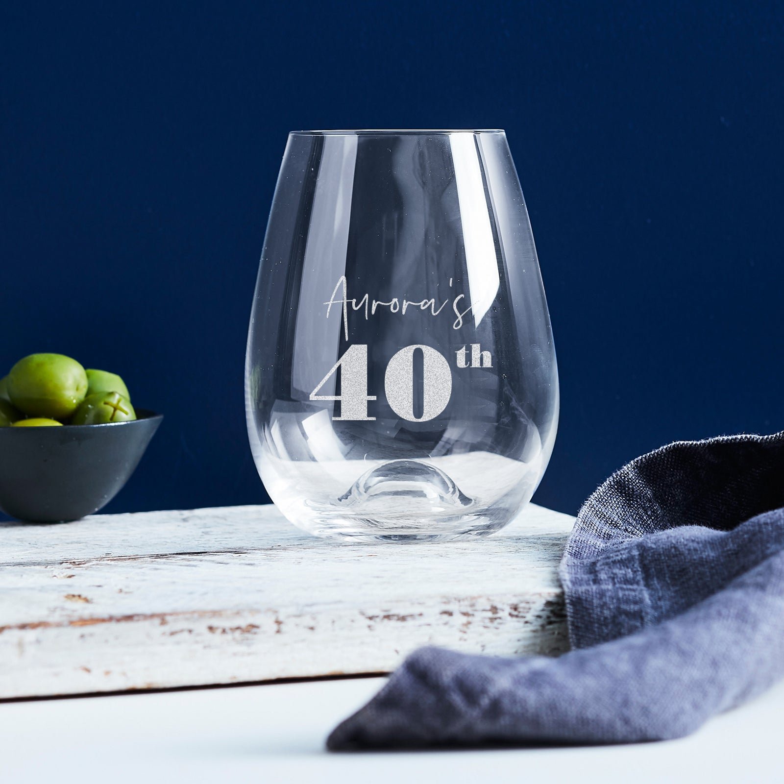 Engraved 460ml Stemless Wine Glass 40th Birthday Gift