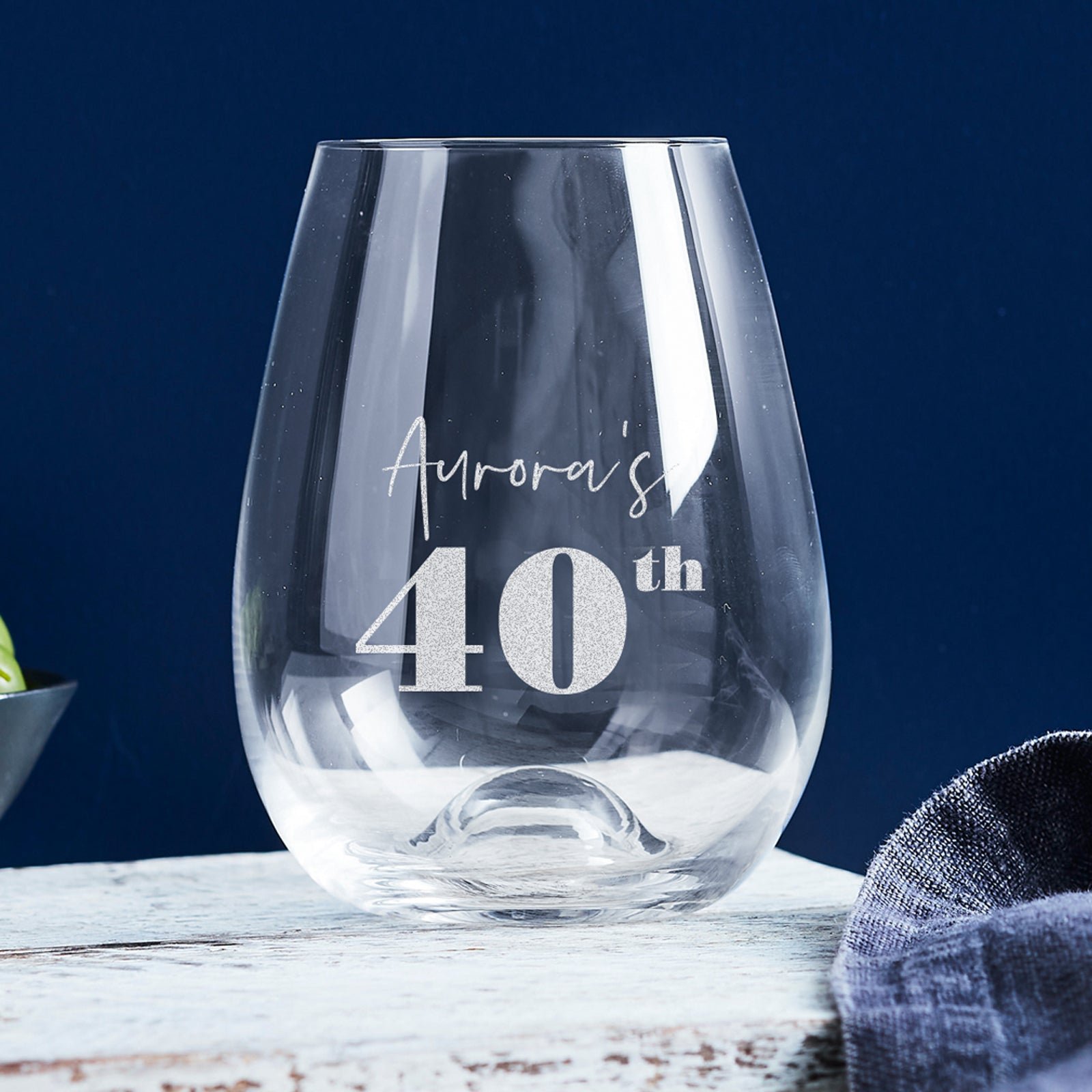 Engraved 460ml Stemless Wine Glass 40th Birthday Gift