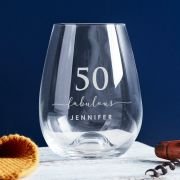 Engraved 460ml Stemless Wine Glass 50th Birthday Gift