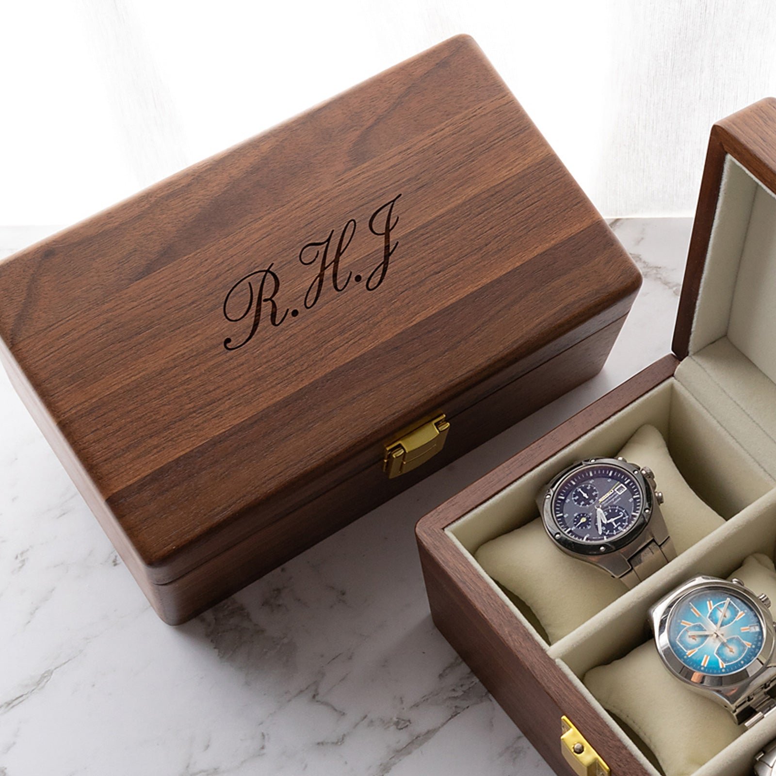 Personalised Watch Box Gift Walnut Finish