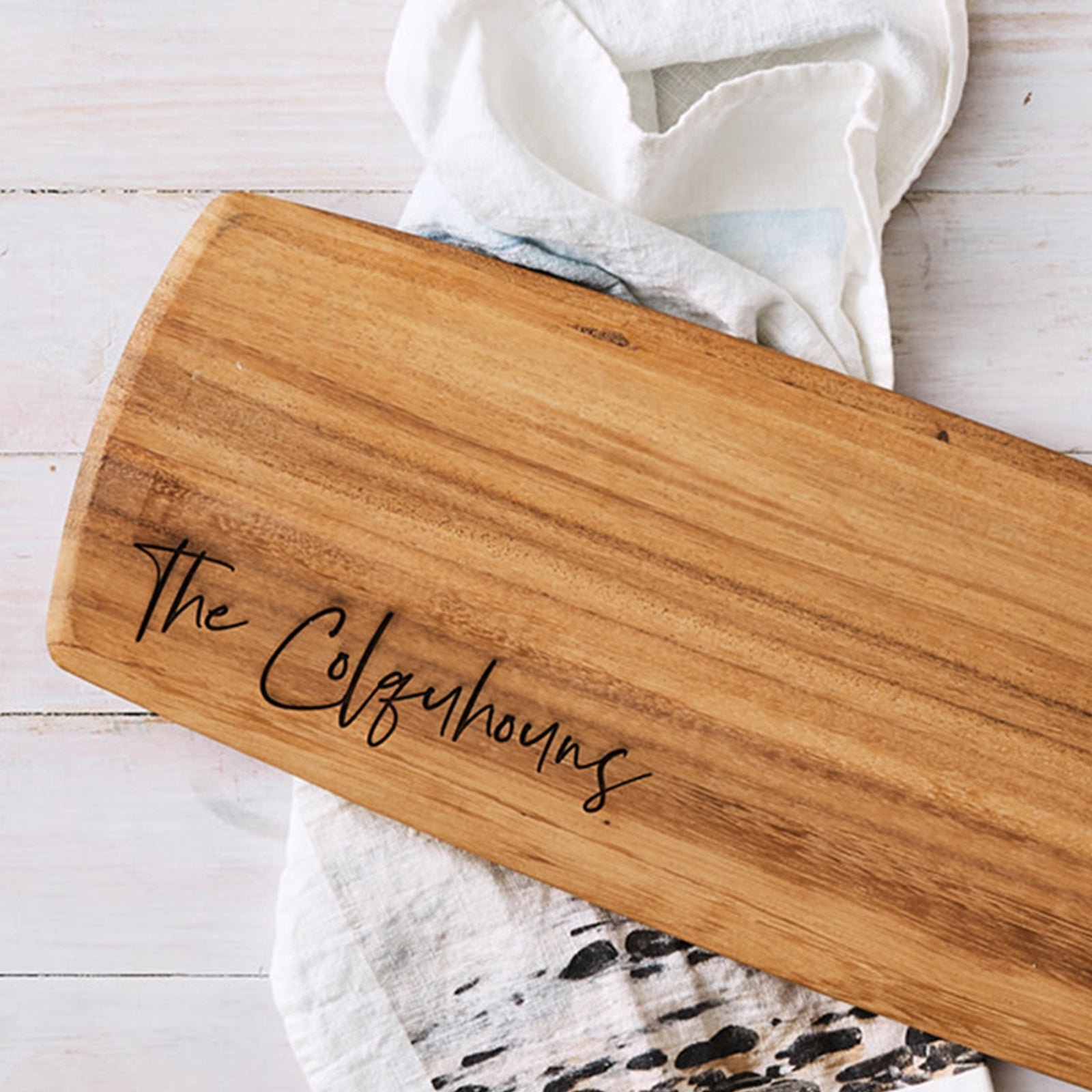 Engraved Acacia Wood 62cm Tapas Serving Board Wedding Gift