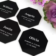 Printed Black Acrylic Geometric Octagon Wedding Placecards