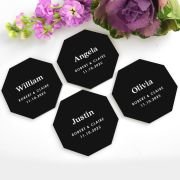 Printed Black Acrylic Geometric Octagon Wedding Placecards
