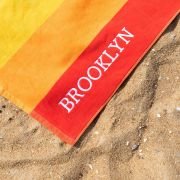 Rainbow Striped Personalised Beach Towel
