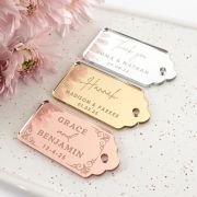 Rose Gold Key Keyring with Engraved Wedding Acrylic Gift Tag