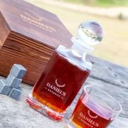 Engraved Rustic Wooden Gift Boxed Decanter Set