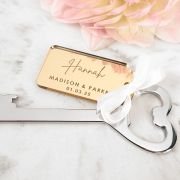 Personalised Silver Heart Bottle Opener with Engraved Acrylic Gift Tag