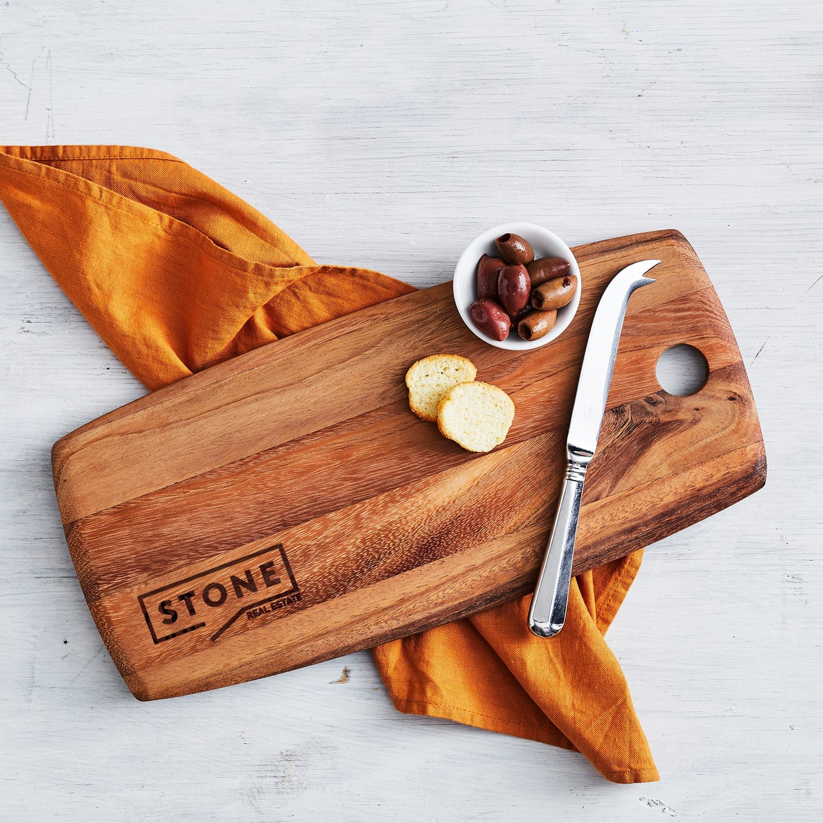 Engraved Acacia Wood 38cm Tapas Serving Board Client Gift