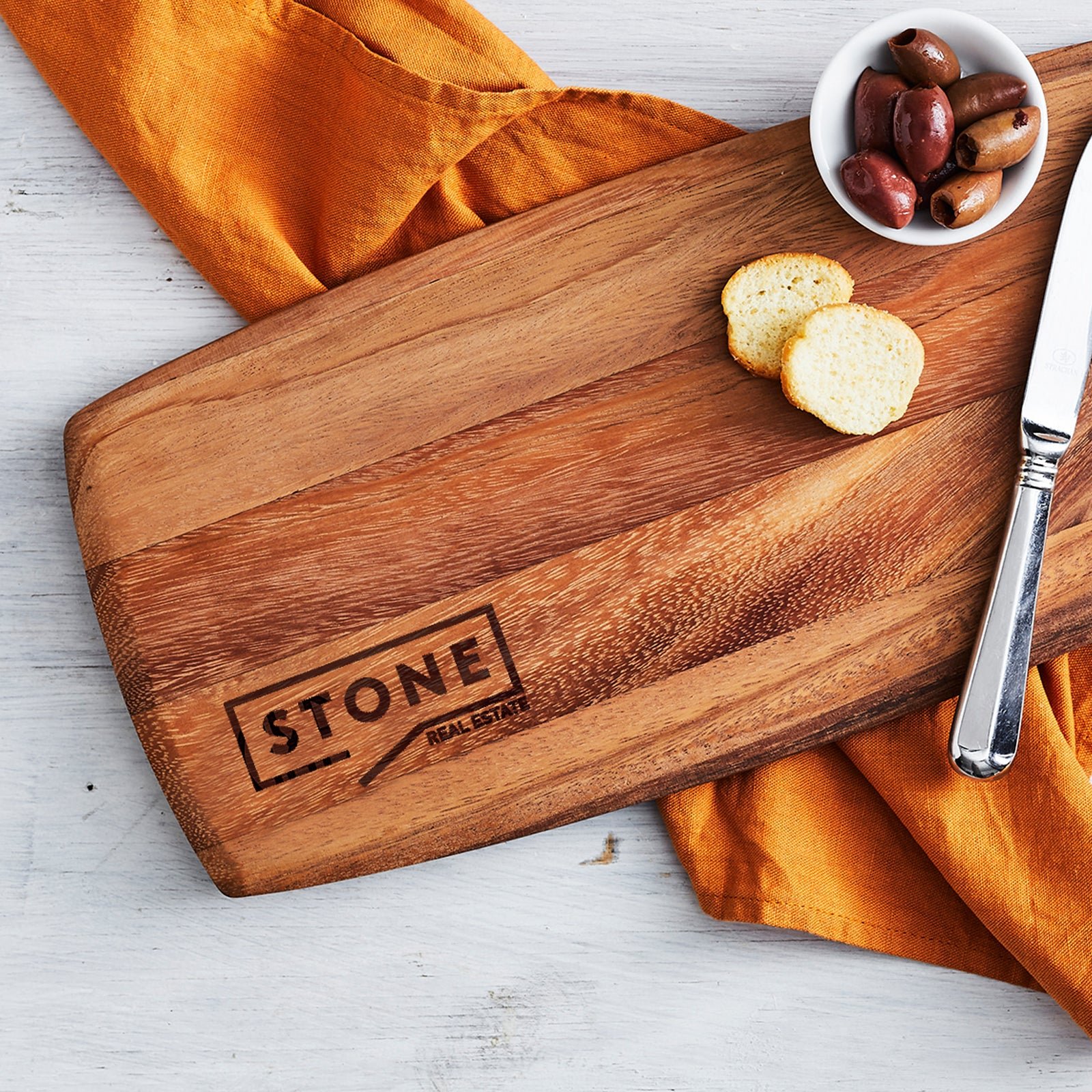 Engraved Acacia Wood 38cm Tapas Serving Board Client Gift