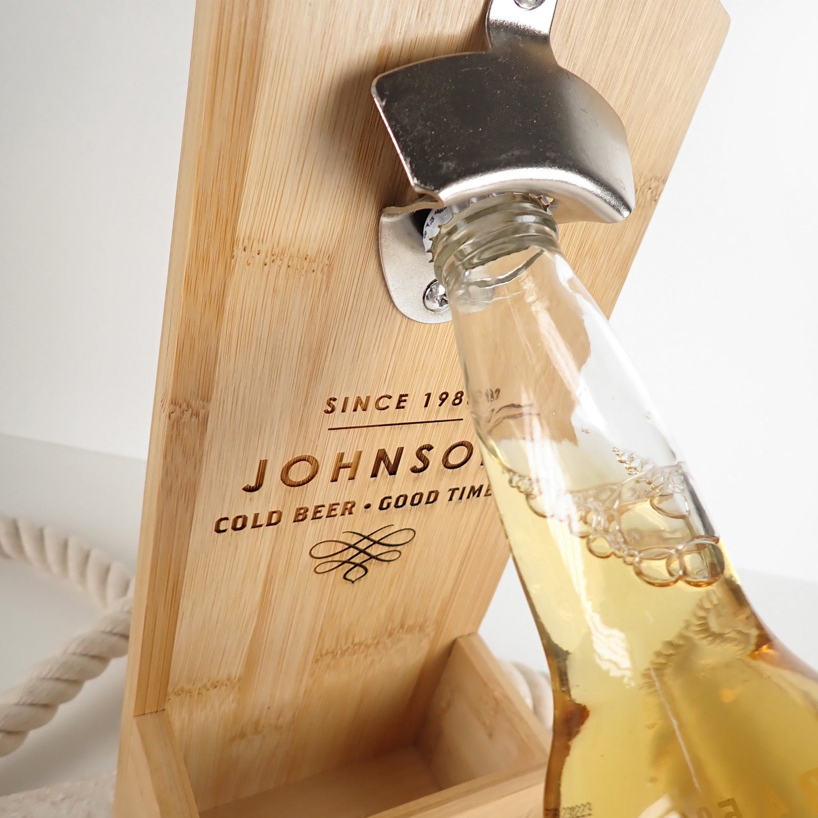 Engraved Bamboo Wall Mounted Bottle Opener