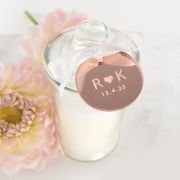 French Tip Wedding Candle with Engraved Round Acrylic Gift Tag