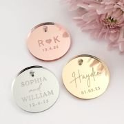 French Tip Wedding Candle with Engraved Round Acrylic Gift Tag