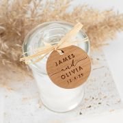 French Tip Candles with Engraved Round Gift Tags Wedding Favour