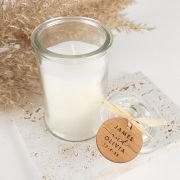 French Tip Candles with Engraved Round Gift Tags Wedding Favour