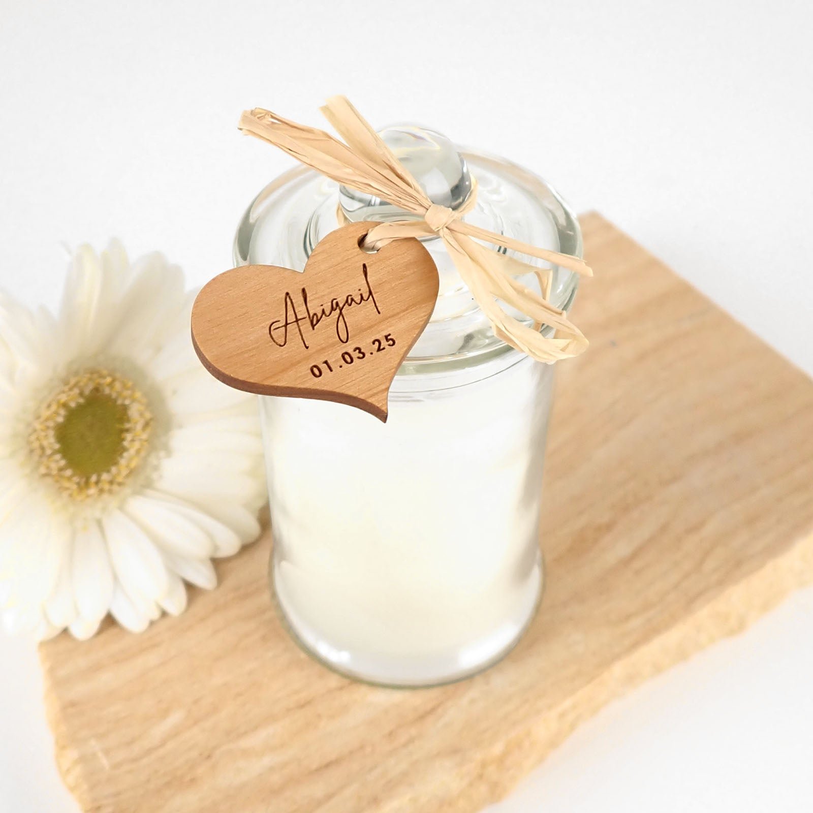 Jasmine Palm Wax Candle with Wooden Gift Tag