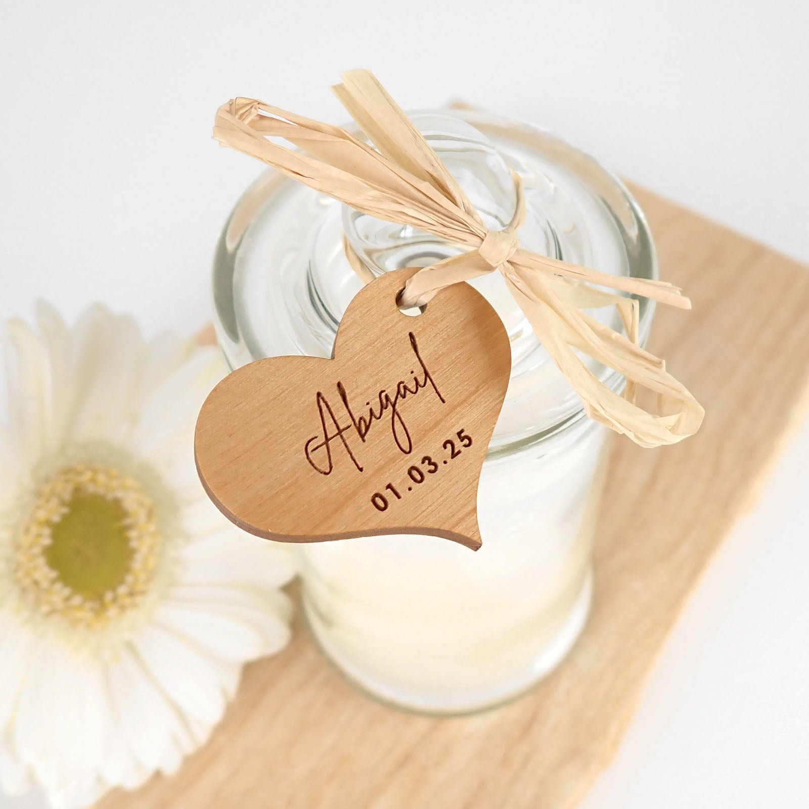Jasmine Palm Wax Candle with Wooden Gift Tag