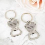 Engraved Silver Heart Keyring / Bottle Opener Wedding Favour