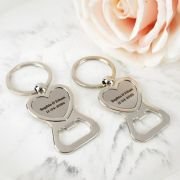 Engraved Silver Heart Keyring / Bottle Opener Wedding Favour
