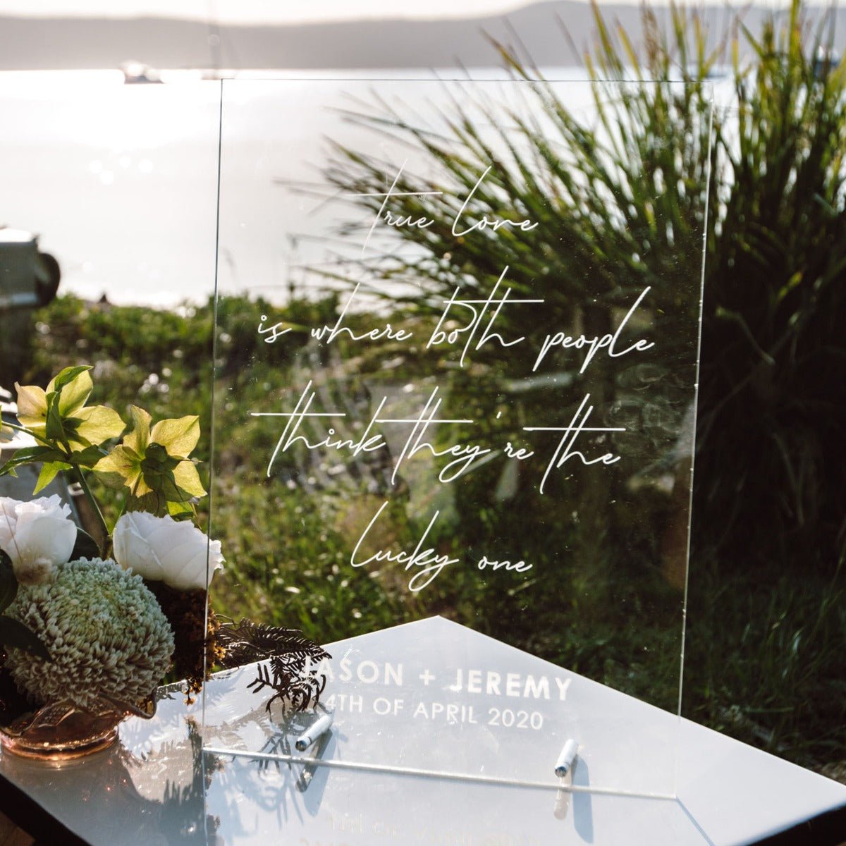 A3 Clear Acrylic Wedding Sign with Metal Stand